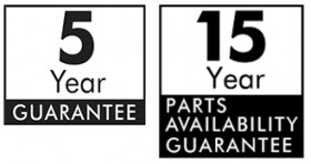 5 year guarantee and 15 year parts guarantee